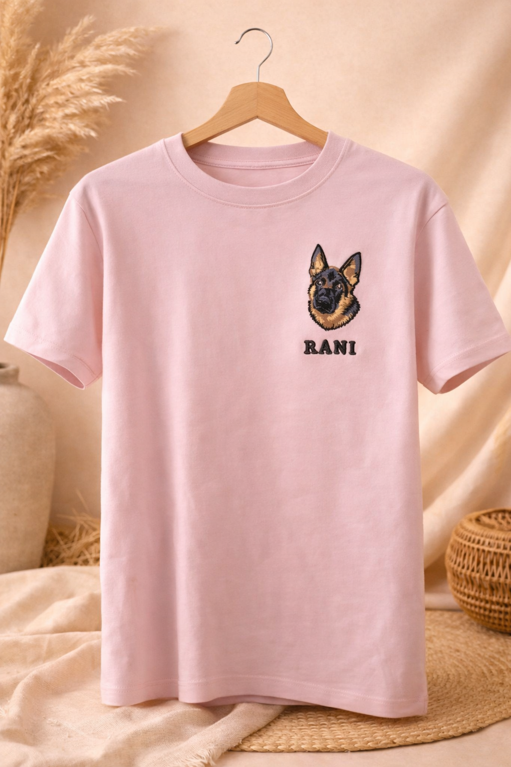 Custom Pet Face Embroidered T-Shirt | Unisex Regular Fit