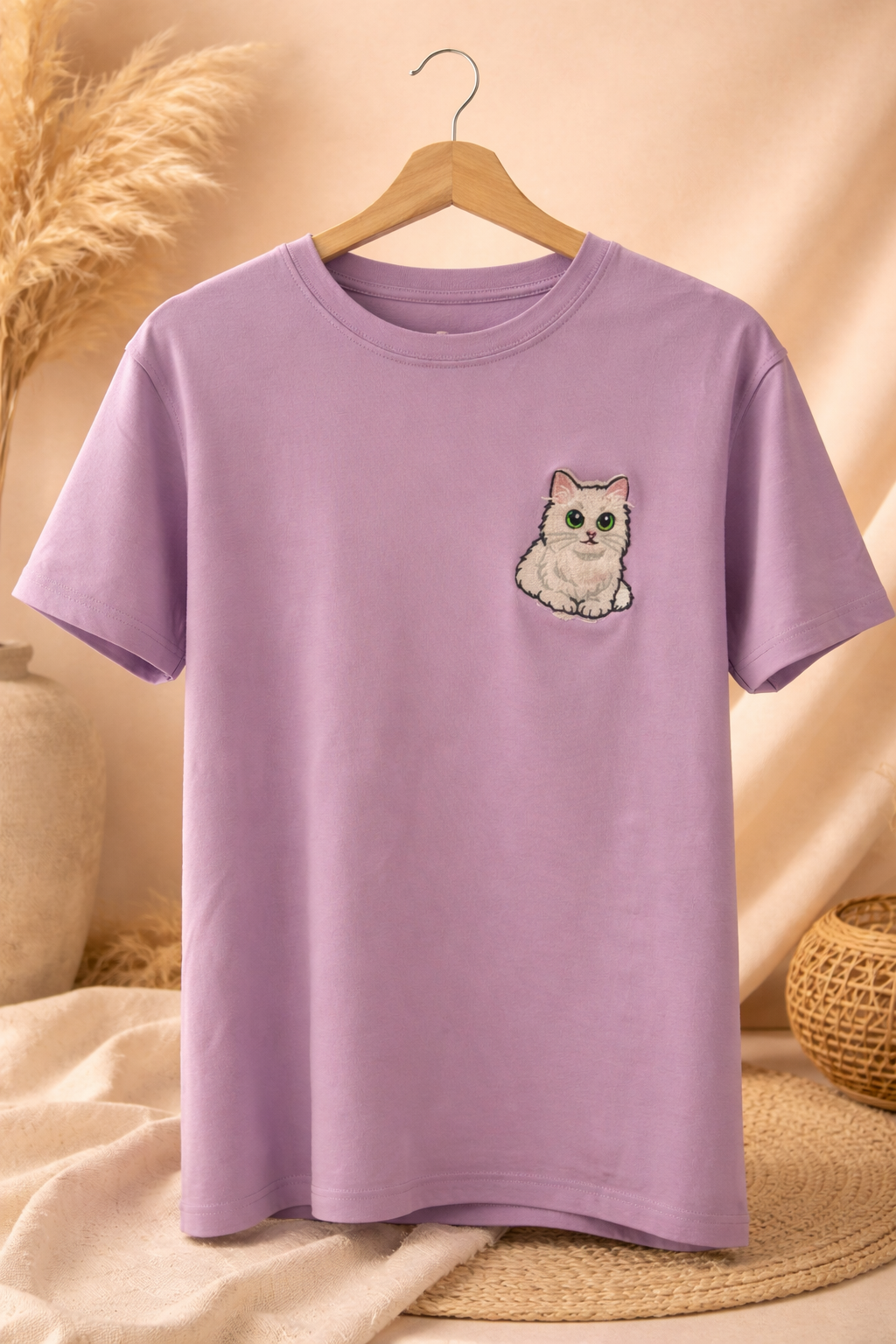 Custom Pet Face Embroidered T-Shirt | Unisex Regular Fit