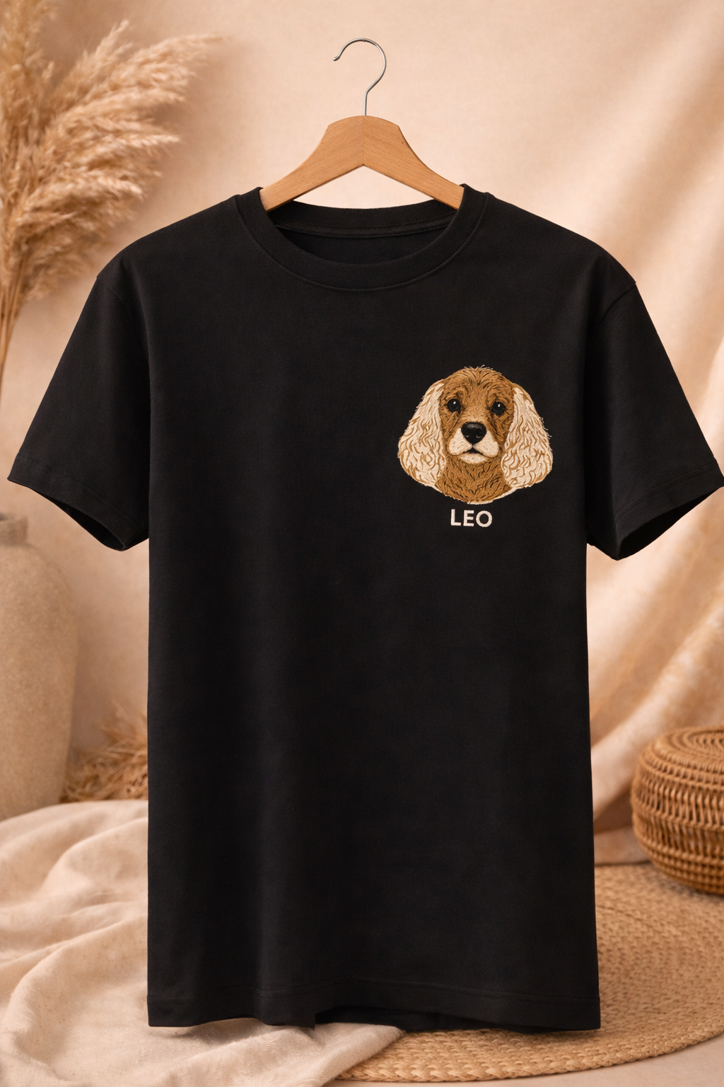 Custom Pet Face Embroidered T-Shirt | Unisex Regular Fit