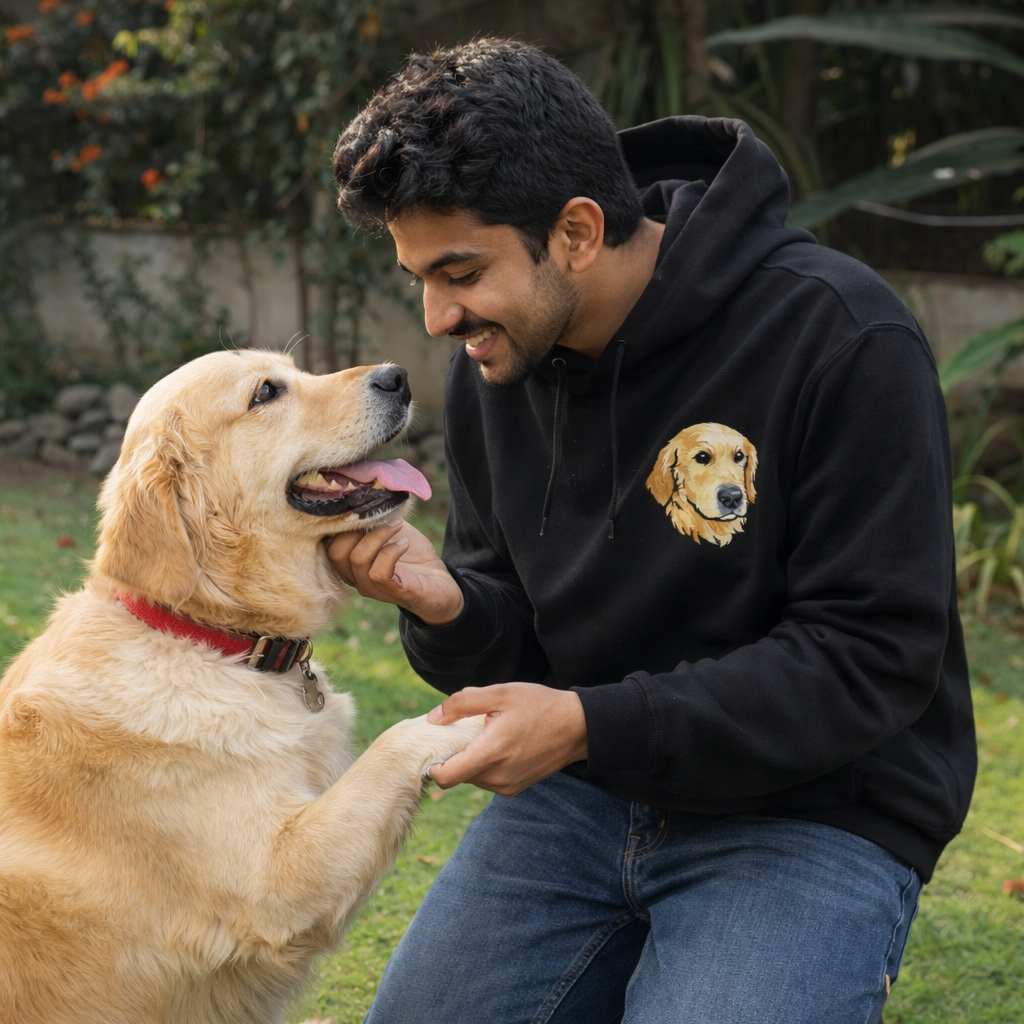 Custom Pet Face Embroidered Hoodie | Unisex Regular Fit