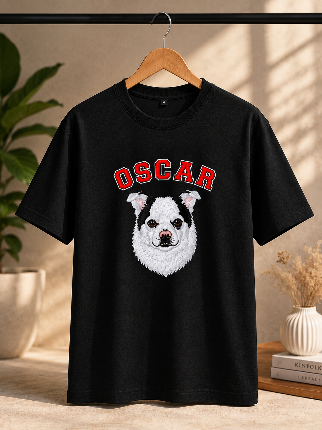 Custom Pet Embroidered Oversized T-Shirt – Varsity Edition | Unisex