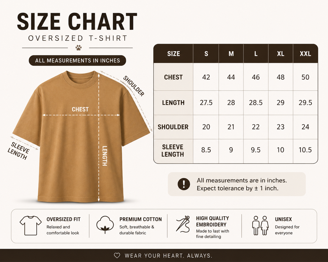 Custom Pet Embroidered Oversized T-Shirt | Unisex Oversize Fit