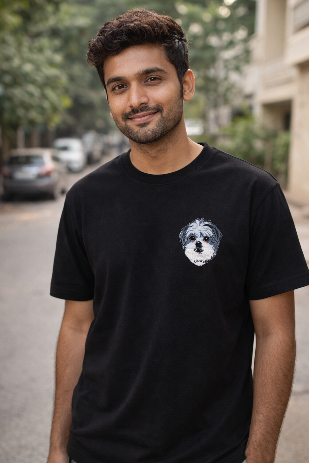 Custom Pet Face Embroidered T-Shirt | Unisex Regular Fit