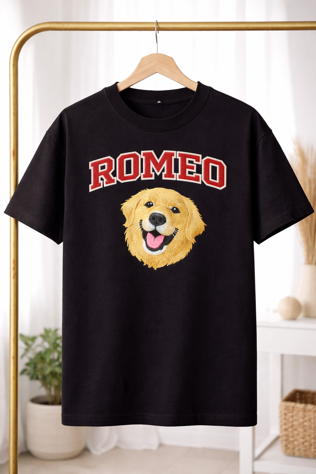 Custom Embroidered Pet Portrait T-Shirt – Varsity Edition