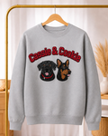 Gray custom two-pet embroidered varsity sweatshirt with names